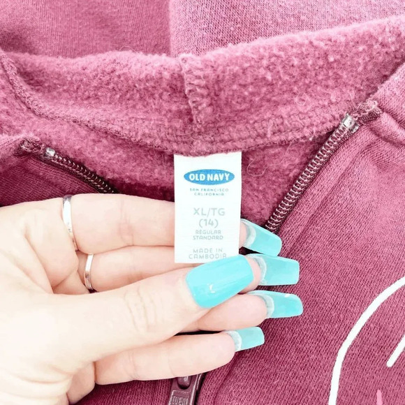 Old Navy Kids Red Zip Up Run Wild Hoodie Jacket Size XL - Picture 4 of 4